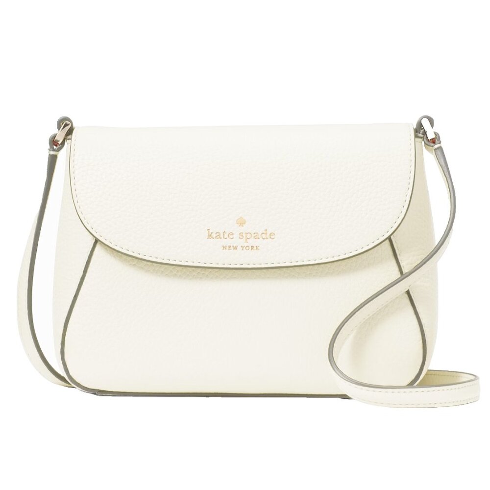 New Kate Spade Monica Small Flap Crossbody bag Pebble Leather Meringue